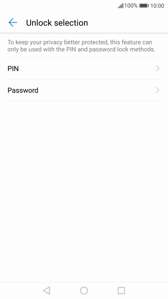 Press PIN and follow the instructions on the screen to create an additional phone lock code.