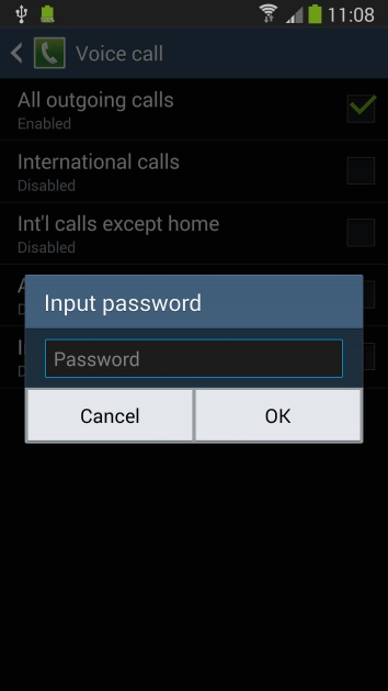 Key in your barring password and press .