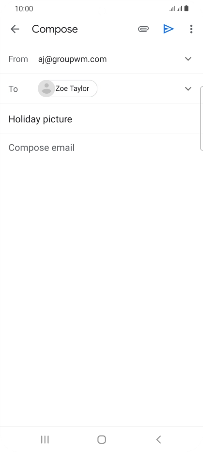Press the text input field and write the text for your email message.