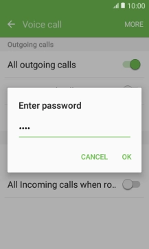 Key in your barring password and press OK. The default barring password is 0000.