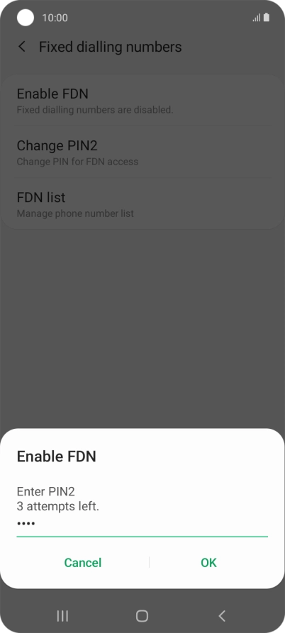 Key in your PIN2 and press OK.