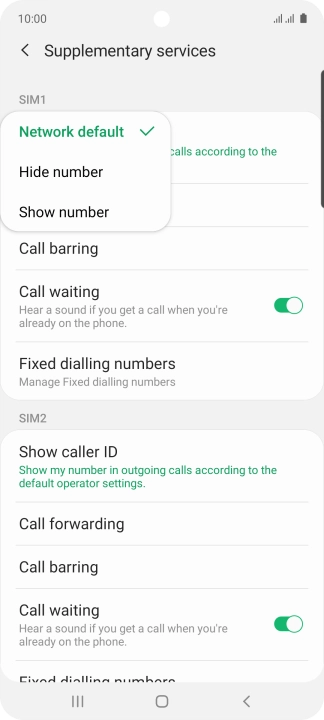 Press Show number to turn on caller identification.