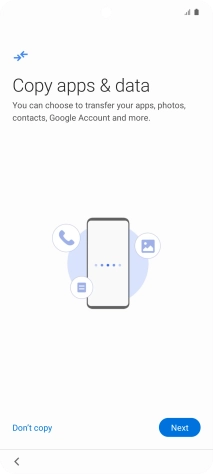 You can transfer the contents of another phone to your phone when it's activated for the first time and after a factory reset. When this screen is displayed, your phone is ready to transfer contents from another phone.
