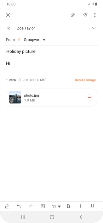Press the send icon when you've finished your email message.