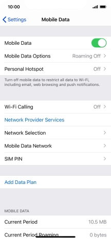 Press Mobile Data Options.