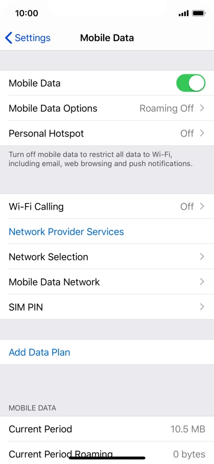 Press Mobile Data Options.