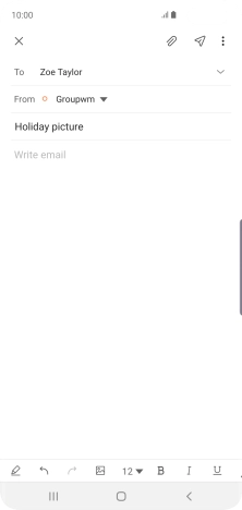 Press the text input field and write the text for your email message.