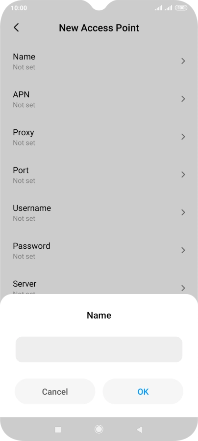 Key in Vodafone Internet and press OK.