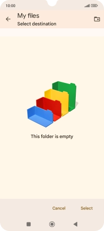 To create a new folder, press the new folder icon and follow the instructions on the screen to create a new folder.