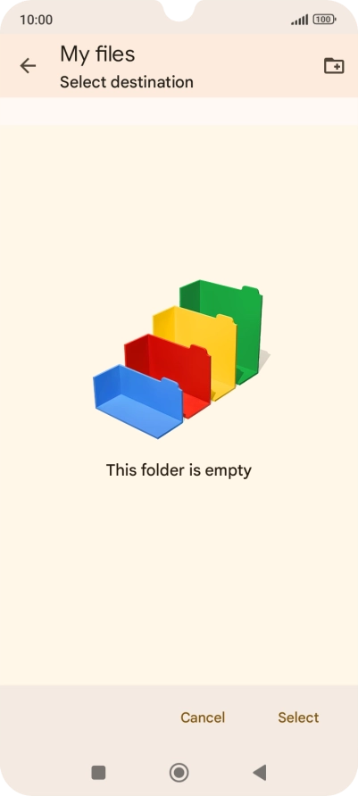 To create a new folder, press the new folder icon and follow the instructions on the screen to create a new folder.