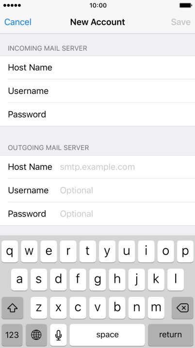 Press Host Name and key in mail.vodafone.ie.
