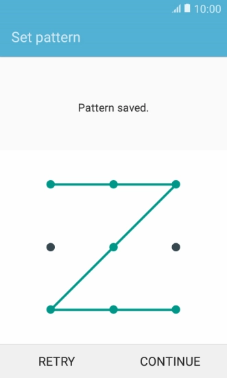 Slide your finger across the screen to connect at least four points and press CONTINUE.