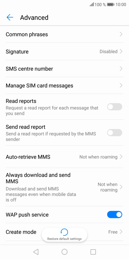 Press SMS centre number.
