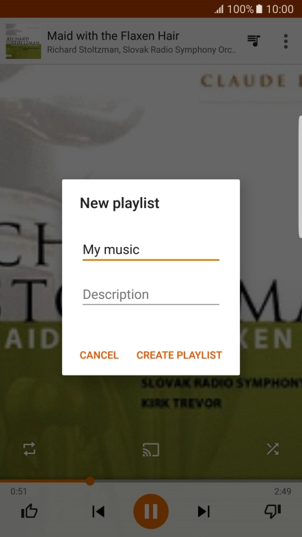 Key in a name for the playlist and press CREATE PLAYLIST.