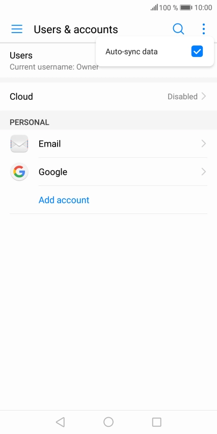 Press Auto-sync data to turn the function on or off.