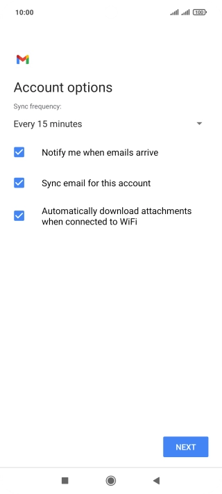 If this screen is displayed, you email account has been recognised and set up automatically. Follow the instructions on the screen to key in more information and finish setting up your phone.