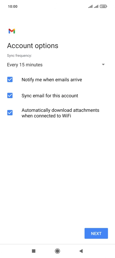 If this screen is displayed, you email account has been recognised and set up automatically. Follow the instructions on the screen to key in more information and finish setting up your phone.