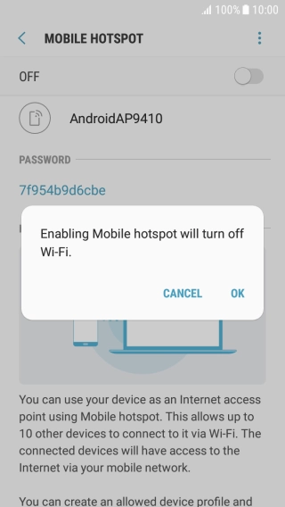 If Wi-Fi is turned on, press OK.