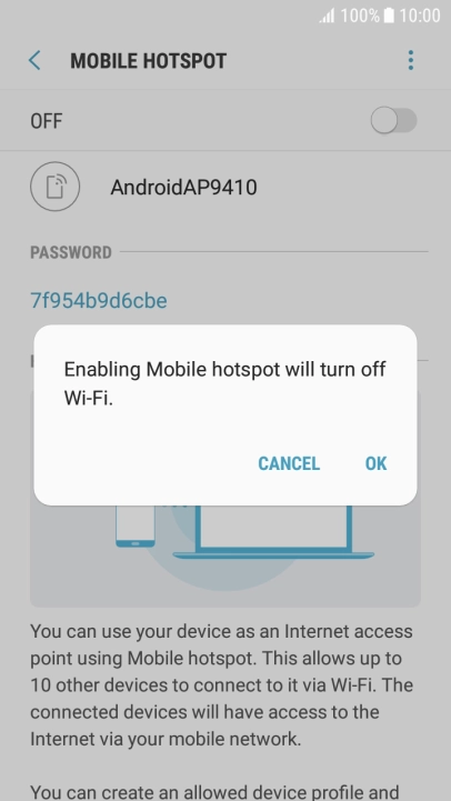 If Wi-Fi is turned on, press OK.