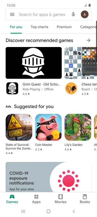 Press the search field.