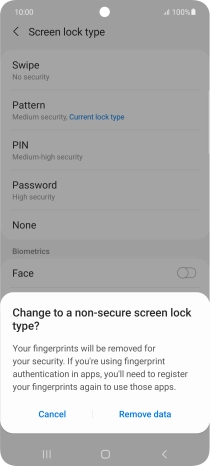 Press Remove data.