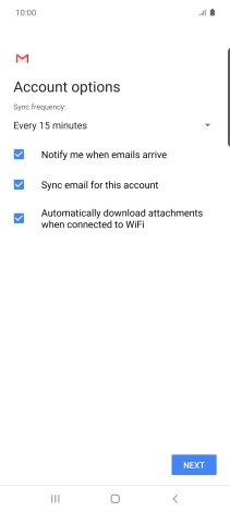 If this screen is displayed, you email account has been recognised and set up automatically. Follow the instructions on the screen to key in more information and finish setting up your phone.