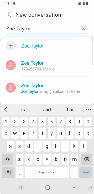 Press the required contact.