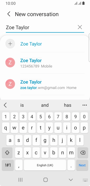 Press the required contact.
