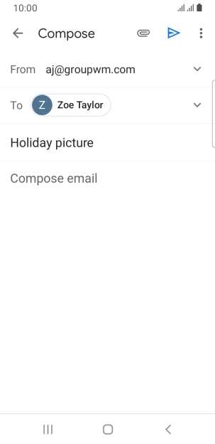 Press the text input field and write the text for your email message.
