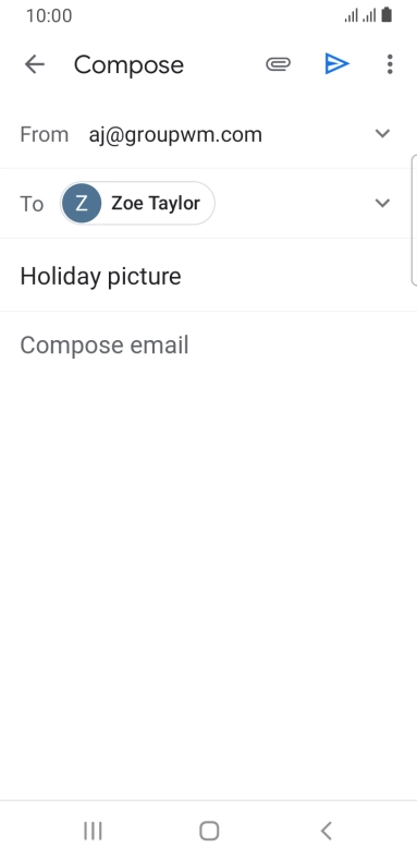 Press the text input field and write the text for your email message.