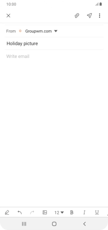 Press the text input field and write the text for your email message.