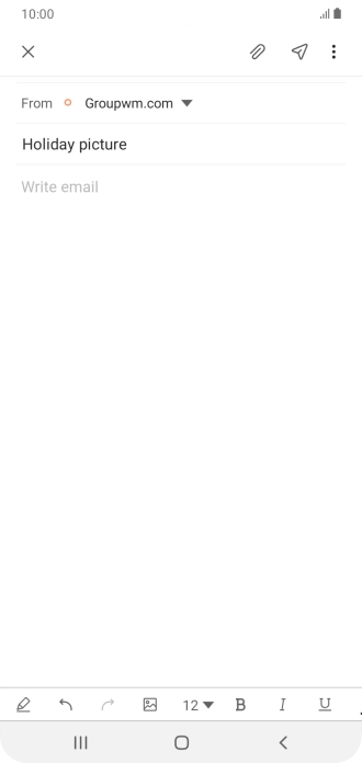 Press the text input field and write the text for your email message.