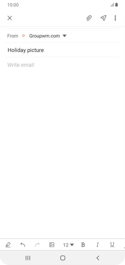 Press the text input field and write the text for your email message.