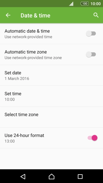 Press Automatic date & time to turn on the function.