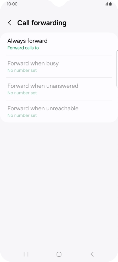 Press the required divert type.