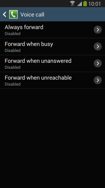 Press the required divert type.