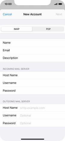 Press Host Name and key in mail.vodafone.ie.