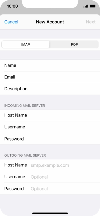 Press Host Name and key in mail.vodafone.ie.
