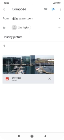 Press the send icon when you've finished your email message.