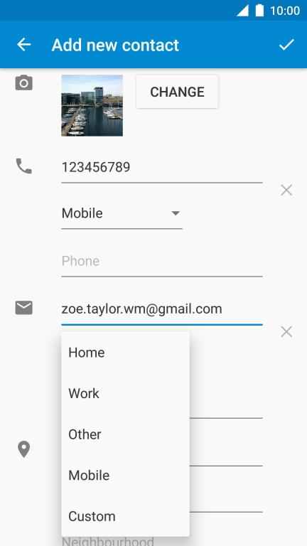 Press the required email type.