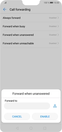 Key in (prefix) 5 (your phone number) and press ENABLE.
