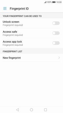 Press New fingerprint and follow the instructions on the screen to create the phone lock code using your fingerprint.