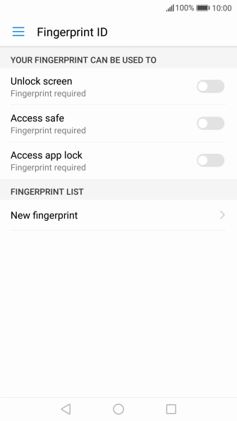 Press New fingerprint and follow the instructions on the screen to create the phone lock code using your fingerprint.