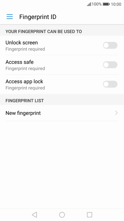 Press New fingerprint and follow the instructions on the screen to create the phone lock code using your fingerprint.