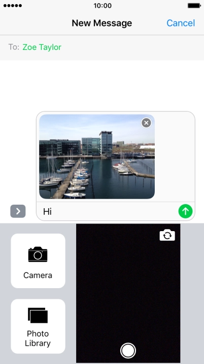 Press the send icon when you've finished your picture message.