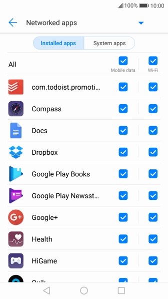 Press the field next to the application name in the 