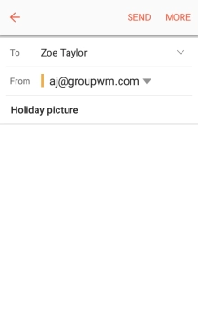 Press the text input field and write the text for your email message.