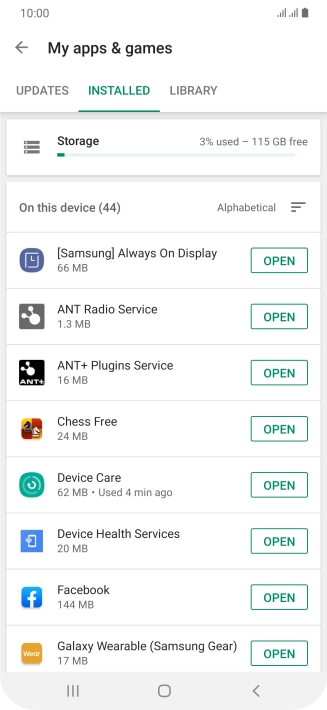 Press the required app.