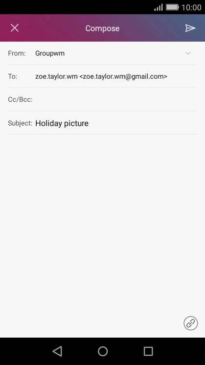 Press the text input field and write the text for your email message.