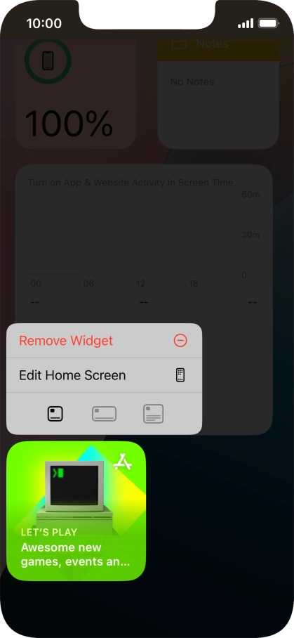 Press Remove Widget.
